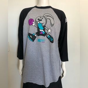 Filthy Dipped Basketball Rabbit Design Black F Gray Baseball Tee